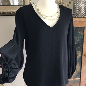 Classic black V neck blouse